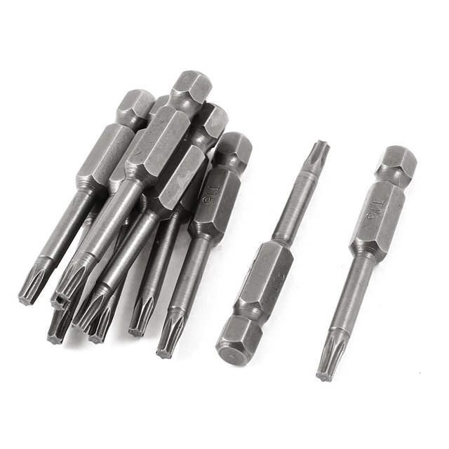 10 piezas de puntas de destornillador Torx T15 con imán y vástago hexagonal de 7 mm, 50 mm de largo