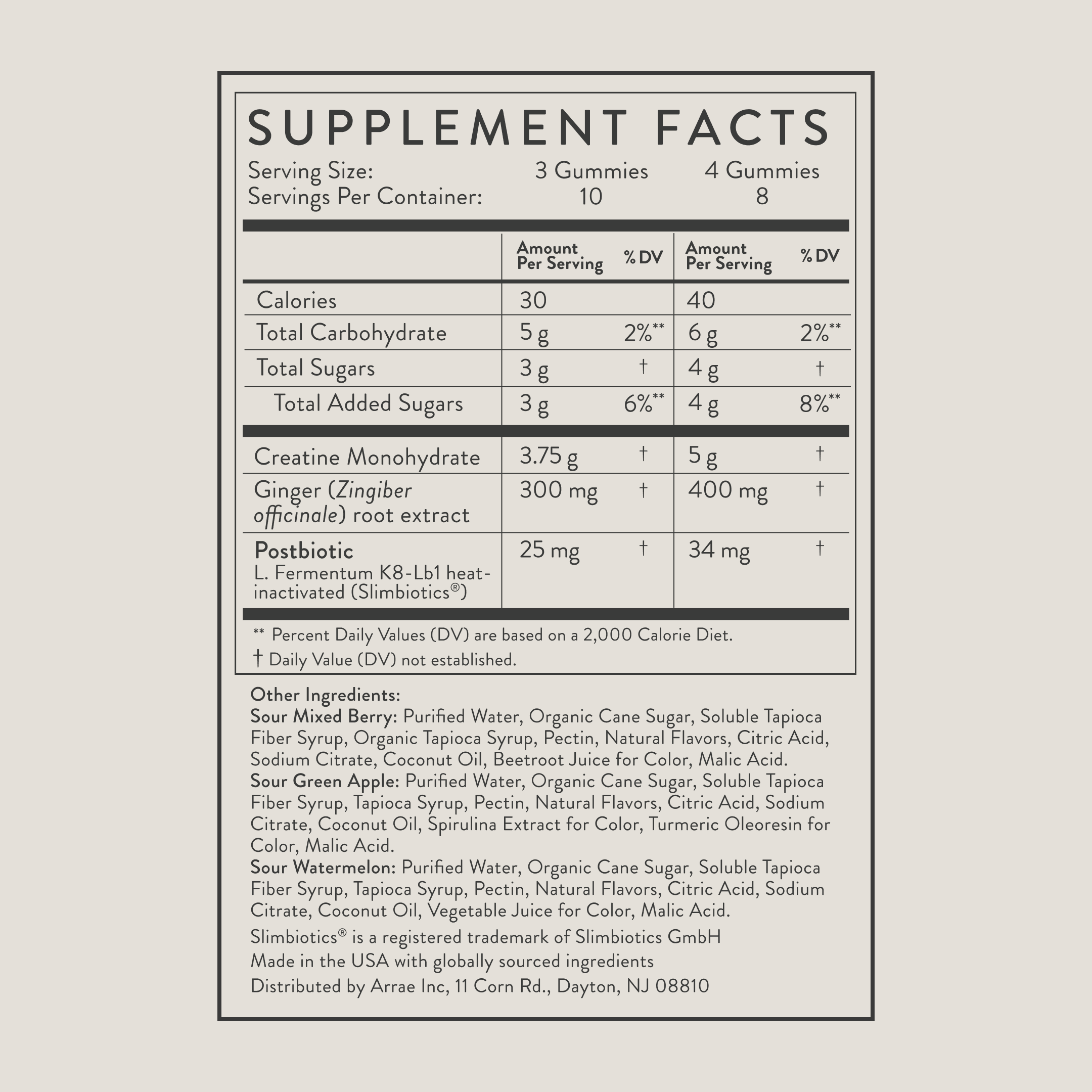 Arrae Tone 32 Variety Pack (32 Gummies) - Sour Mixed Berry, Sour Green Apple & Sour Watermelon