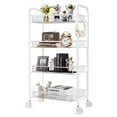 thumbnail image 1 of 4-Tier Wire Mesh Utility Cart, Rolling Cart Storage Trolley with 4 Hooks, Slide Out Shelving Units for Kitchen Bathroom Laundry Room, 1 of 9