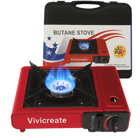 Vivicreate 7000 Btu Portable Butane Stove with Auto Ignition, Single Burner Gas Cooktop for Camping and Outdoor Cooking
