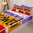 thumbnail image 3 of Feelyou Kawaii Sugar Ghost Zipper Twin Comforter Sets with Fitted Sheet and 2 Pillowcases, Cute Star Candy Zipper Bedding Set, Purple Orange Red, Halloween Reversible, 4pcs, 3 of 7