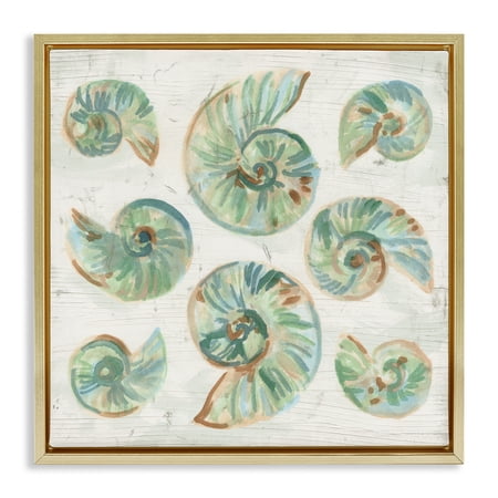 Stupell Industries Organic Saltwashed Shells Gold Framed Floater Canvas Wall Art, design by June Erica Vess