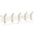 thumbnail image 5 of Kate and Laurel Rossmore Modern 5-Hook Wall Hanging Coat Rack, White and Gold, Decorative Modern Wood and Metal Double Sided Hanging Hooks for Wall Storage, 5 of 7