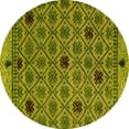 thumbnail image 1 of Ahgly Company Machine Washable Indoor Round Abstract Yellow Modern Area Rugs, 5' Round, 1 of 4