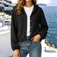 thumbnail image 2 of Edvintorg Womens Jacket Cotton and Linen Long Sleeve Casual Coat Lightweight Hooded Button Down Outerwear with Pocket Clothes for Women Black XXL, 2 of 9