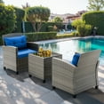 thumbnail image 4 of Walsunny 3 Pieces Patio Furniture Set Outdoor Wicker Conversation Bistro Set Outdoor Patio Chairs with Tempered Glass Table Blue, 4 of 9
