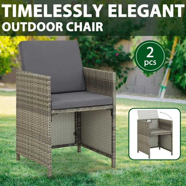 vidaXL Chaises de Jardin 2 Pcs avec Coussins en Rotin Gris