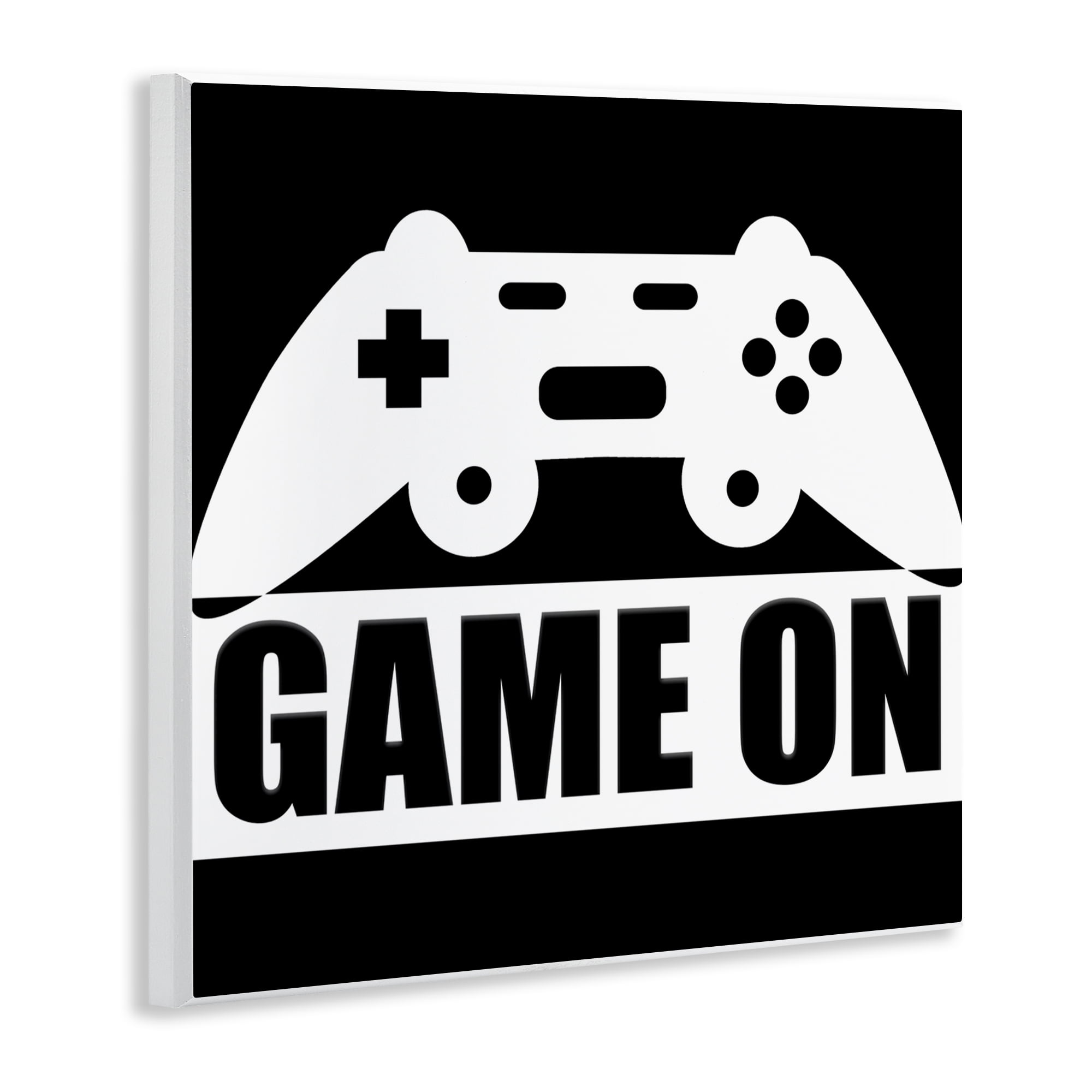 Game On Retro Black & White Wall Plaque Art, design by Kim Allen
