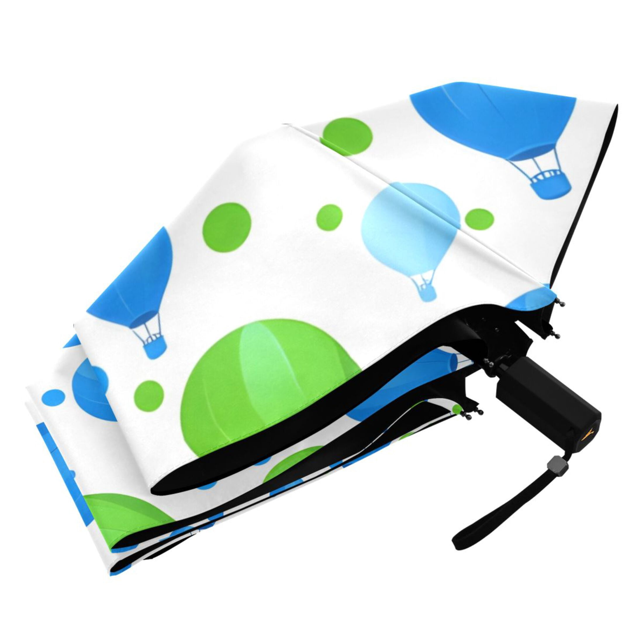 Blue Green Balloon Compact Sun Umbrella Windproof Travel Umbrellas for Rain Strong Portable UV Protection