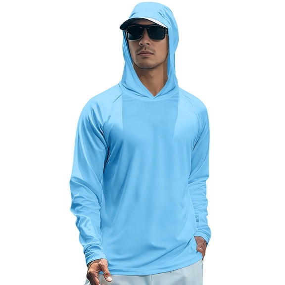 Fishing Shirts for Men,Long Sleeve UV Sun Hoodie,Solid Hiking Running Swim Athletic Workout Shirt