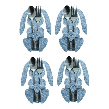 

Wozhidaoke home Easter Bunny Knife Fork Bag Rabbit Cutlery Set 4 Pieces Set Of Five Colors New kitchen organization kitchen gadgets