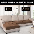 thumbnail image 3 of Eurhowing 4-Piece Velvet Sectional Sofa Covers for L-Shaped Chaise Lounge Couches, Stretch Soft Non-Slip Separate Slipcovers, 3 Seater & 1 Chaise Protectors, Coffee, 3 of 8