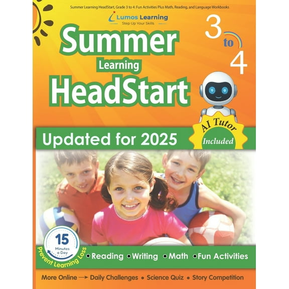 Pre-Owned Summer Learning HeadStart, Grade 3 to 4: Fun Activities Plus Math, Reading, and Language Workbooks: Bridge to Success with Common Core Aligned Resourc (Paperback) 1940484693 9781940484693