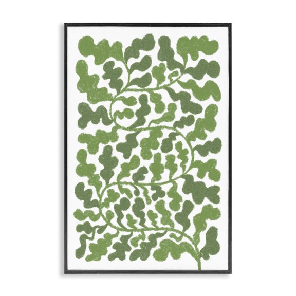 Stupell Industries Modern Intricate Green Vine Pattern Black Framed Giclee Art, 12 x 18, by Martina Pavlova