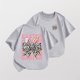 thumbnail image 1 of Blusas y camisas de manga corta con cuello redondo, camiseta holgada informal estampada para niños, top de manga corta con cuello redondo de tamaño mediano para niños, top de poliéster para niños, 1 of 3