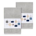 thumbnail image 2 of Authentic Hotel and Spa  Turkish Cotton Squares Embroidered Light Grey 2-piece Towel Hand Set, 2 of 3