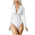 thumbnail image 2 of LOVZFMLL Combinaison à Manches Longues pour Femmes, Confortable et Respirante, Col Rond, Blanc P, 2 of 7