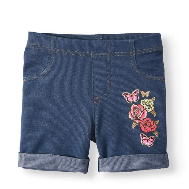 Little Girls' 48 Graphic Knit Denim Shorts