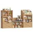 thumbnail image 6 of Homfa Kids Bookcase with Reading Nook, 75" W Kids Toy Storage Organizer with 2 Drawers, Kid Bench for Playroom Kids Room Living Room, Natural, 6 of 7