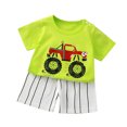 thumbnail image 2 of XUELUO Toddler Boys Casual Outfit Sets Summer Cartoon Animal Print Crew Neck Short Sleeve T Shirt Tops And Shorts 2 Piece Streetwear,Green,4-5 Years, 2 of 4
