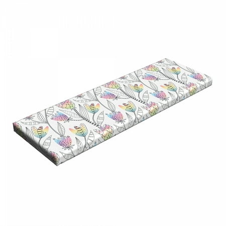 

Abstract Bench Pad Vibrant Tones Colored Different Floral Pattern Nursery Theme Image HR Foam Cushion with Decorative Fabric Cover 45 x 15 x 2 Multicolor by Ambesonne