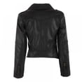 thumbnail image 3 of Women's Faux Leather Motorcycle Jacket PU Slim Short Biker Coat, 3 of 6