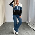 thumbnail image 4 of Bzdzmqm Women's 2 Piece Lounge Set V Neck Long Sleeve Hoodie with Wide Leg Pants Casual Solid Basic Tracksuit Cozy Zip Up Loungewear Fall Winter Outfit, Blue M, 4 of 7