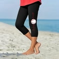 thumbnail image 2 of AUNVITO Girls Baseball Print Casual Sporty Yoga Capri Pants Athletic Streetwear Comfort Stretch 7/8 Length, 2 of 4