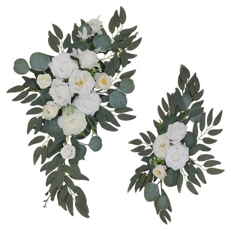 

Profit 2x Wedding Arch Flowers Sunflowers Decor Rustic for Backdrop Door Party white yellow Type E