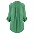 thumbnail image 4 of Daqian Womens Shirts Clearance Women Ladies Large Size Button Lace V Neck Long Sleeve Shirt Blous Womens Blouses 3/4 Sleeve Plus Size Green L(L), 4 of 5