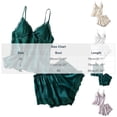 thumbnail image 3 of Sleepwear Sets for Women Lace Cami Tops with Removerable Pad Matching Short Silky Lounge Pajama Set Purple L, 3 of 6