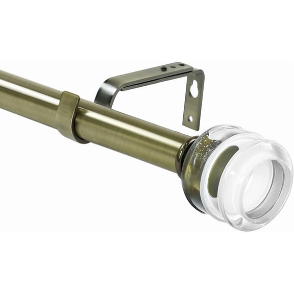 Urbanest Adjustable Single Curtain Rod Set Palazzo Crystal Finials – 1 -Inch Diameter, With Antique Brass Rod, 48–84 Inches