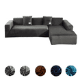 thumbnail image 6 of Eurhowing Velvet L-Shaped Sectional Sofa Cover with 4 Pillowcases, Stretch Soft Couch Slipcovers 3 Seater+4 Seater, Sofa Furniture Protector, Dark Grey, 6 of 12