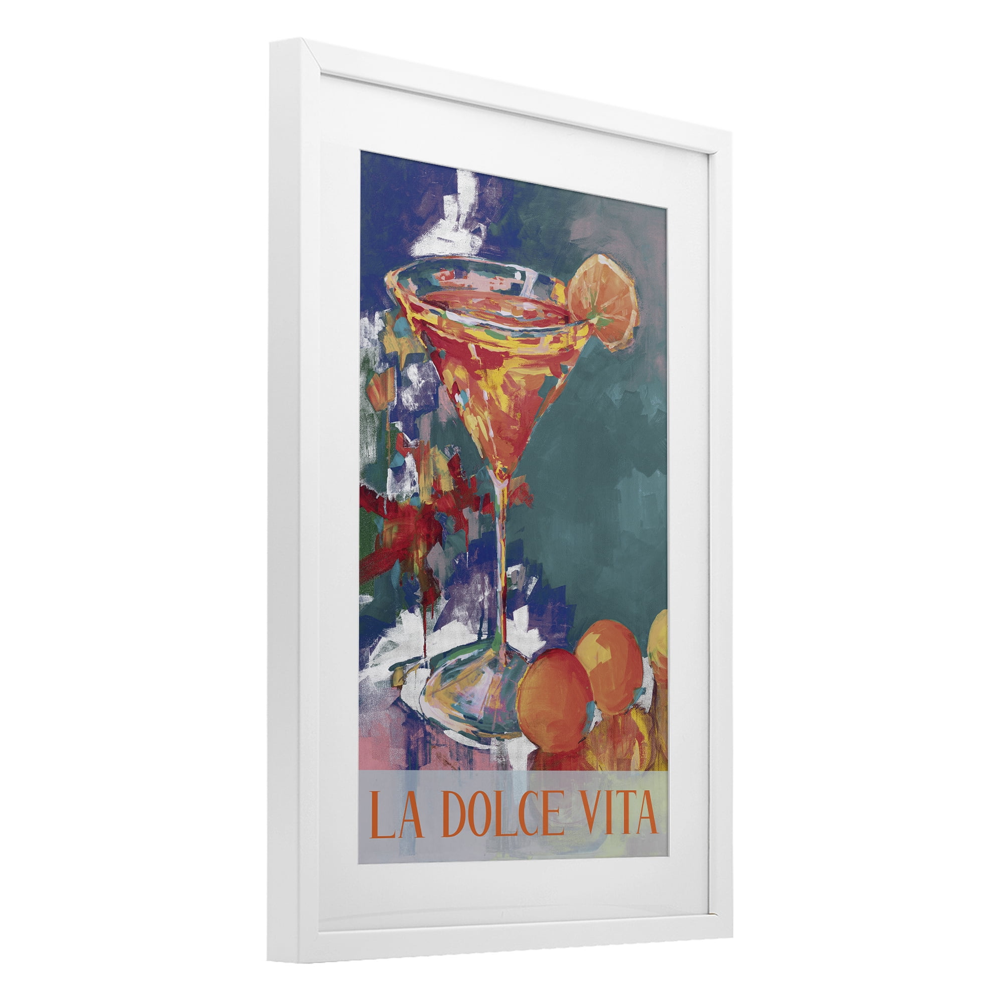 Stupell Industries Citrus Cocktail on Blue White Framed Print Under Glass, design by Jane Slivka