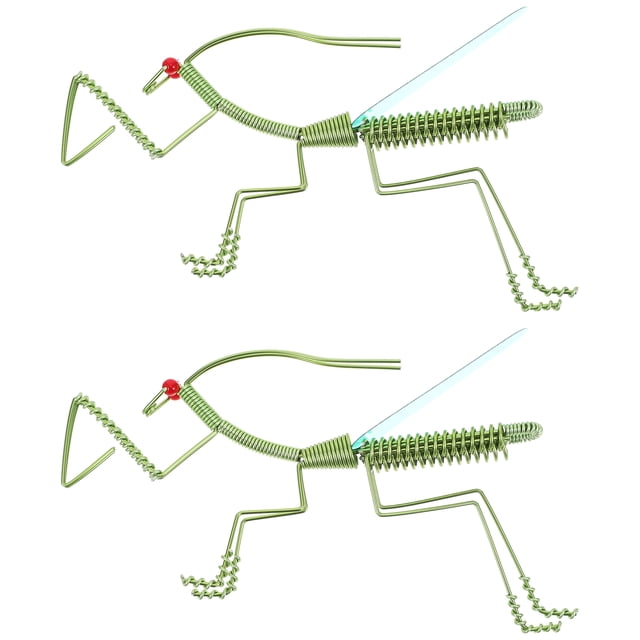 2pcs Modèles d'Insectes Réalistes Simulation Mantis Ornements Cadeaux Faits à la Main (Vert)