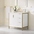 thumbnail image 4 of ANGELES HOME 36" Bathroom Vanity with Sink Top Combo Set, Solid Wood Bathroom Makeup Cabinet W/ 2 Soft-Close Door and 3 Soft-Close Drawers, Freestanding Bathroom Cabinet with Undermount Sink, 4 of 11
