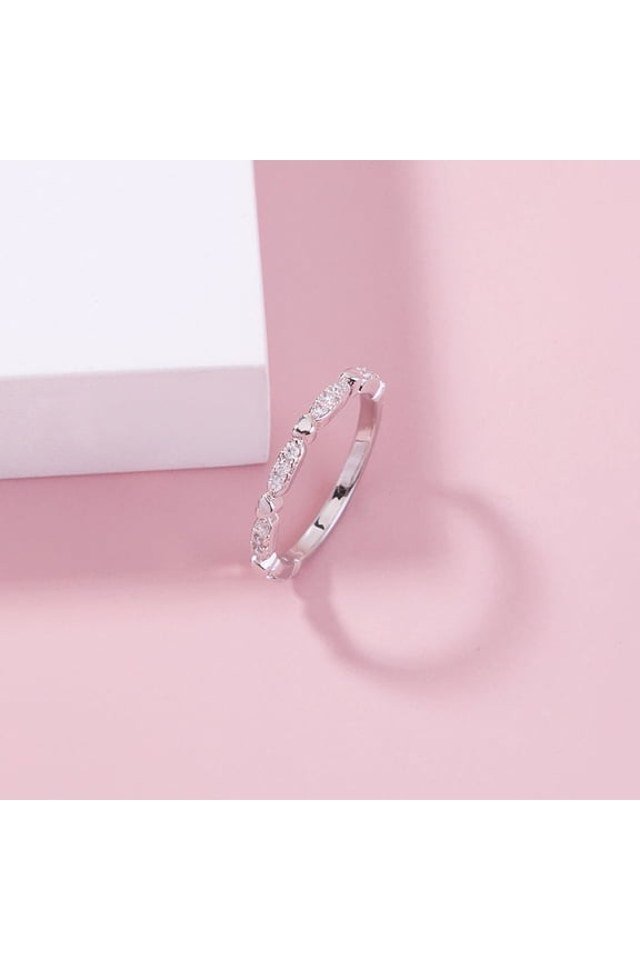 European and American simple all-match jewelry mini love peach heart zircon splicing ring index finger ring
