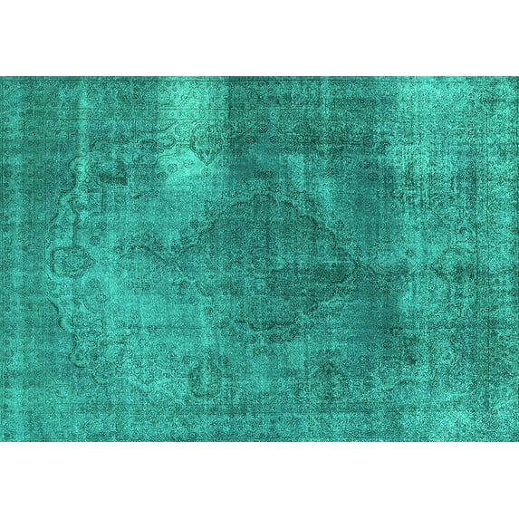 Ahgly Company Indoor Rectangle Oriental Turquoise Blue Industrial Area Rugs, 6' x 9'