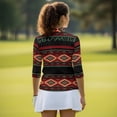 thumbnail image 5 of Uorisanigo Geometric Tribe Womens Moisture Wicking Casual Tennis Activewear Size S Versatile Fashionable Long Sleeve Golf Polo Shirts with 1/4 Zipper Casual Outing Wear Pullover, 5 of 7
