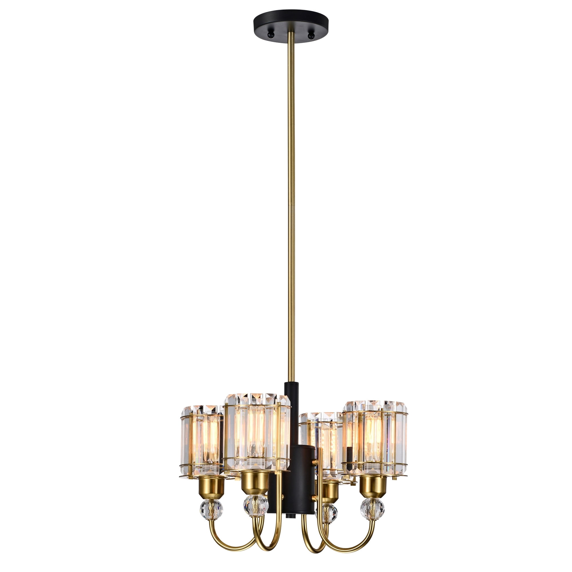 Sirita 16 in. 4-Light Indoor Matte Black and Brass Finish Chandelier with Light Kit