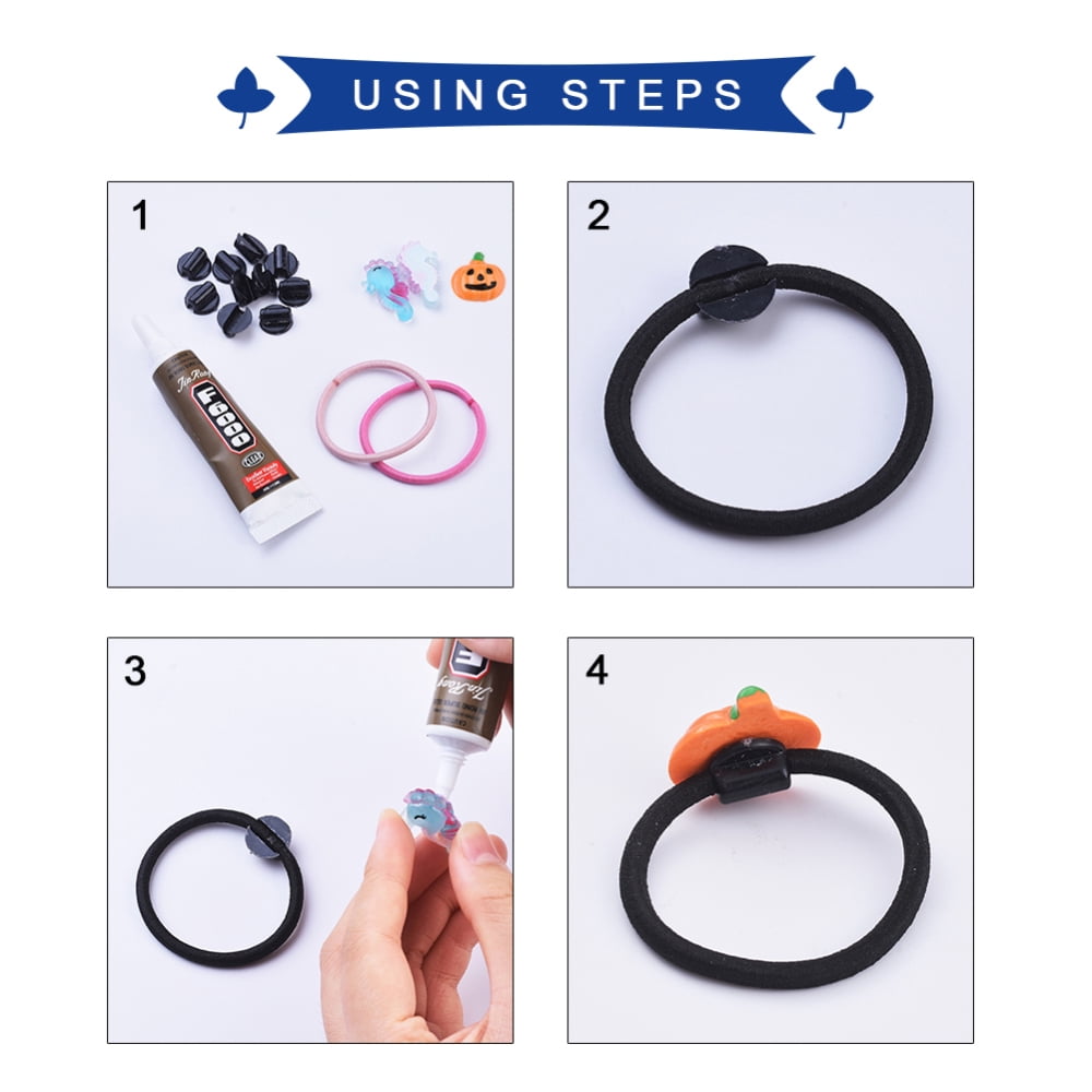 500 g Acrylic Base for Hair Tie Making Cabochon Base for Ponytail Holder Elastic Hair Band Blanks DIY Hair Accessories Black 14x13.5x6.5mm 1500pcs/500g