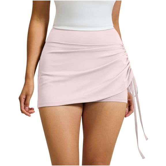 Tennis Skort for Women High Waisted with Built in Shorts Ruched Side Drawstring Stretchy Athletic Workout Running Skirt