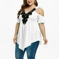 thumbnail image 5 of Leesechin Summer Short Sleeve Tops for Women V-Neck Plus Size Pullover Tops Blouses, 5 of 7