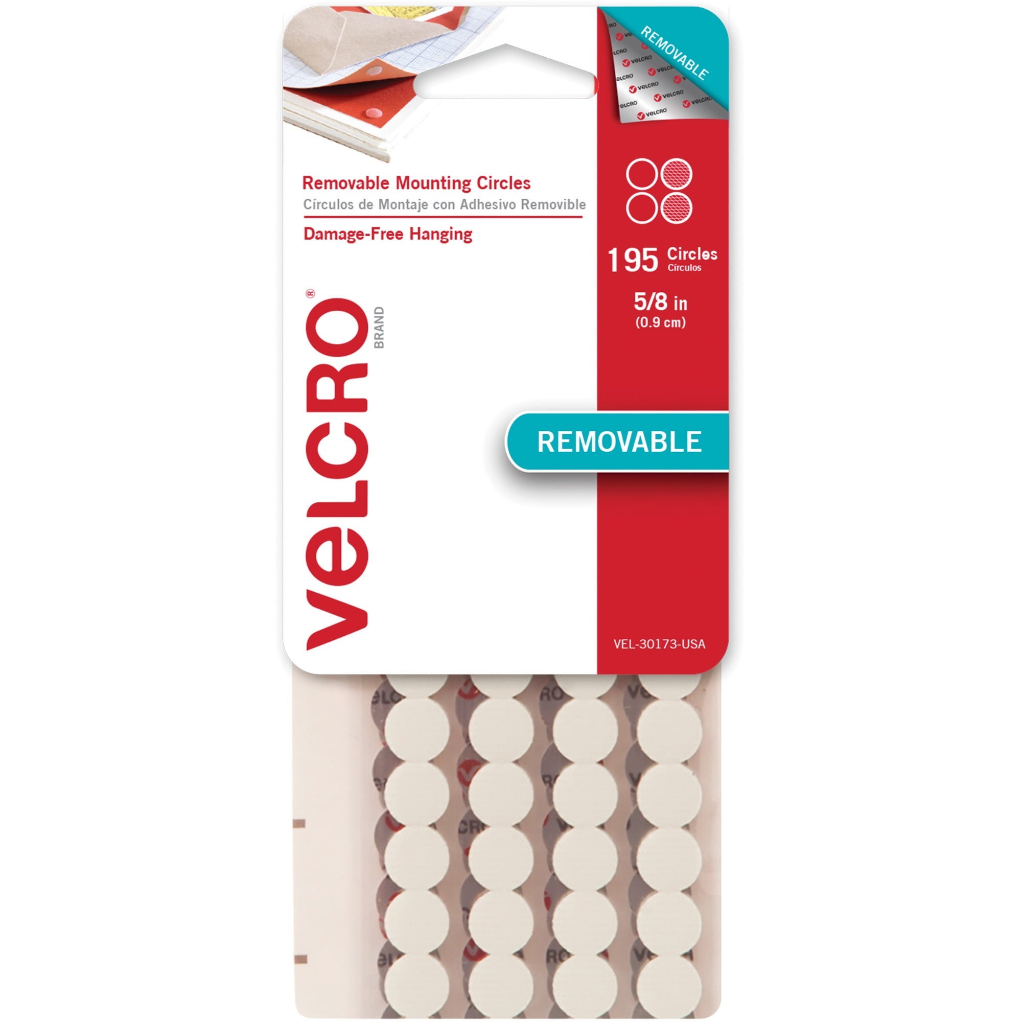 VELCRO®, VEK30173, Removable Mounting Tape, 195 / Pack, White Walmart