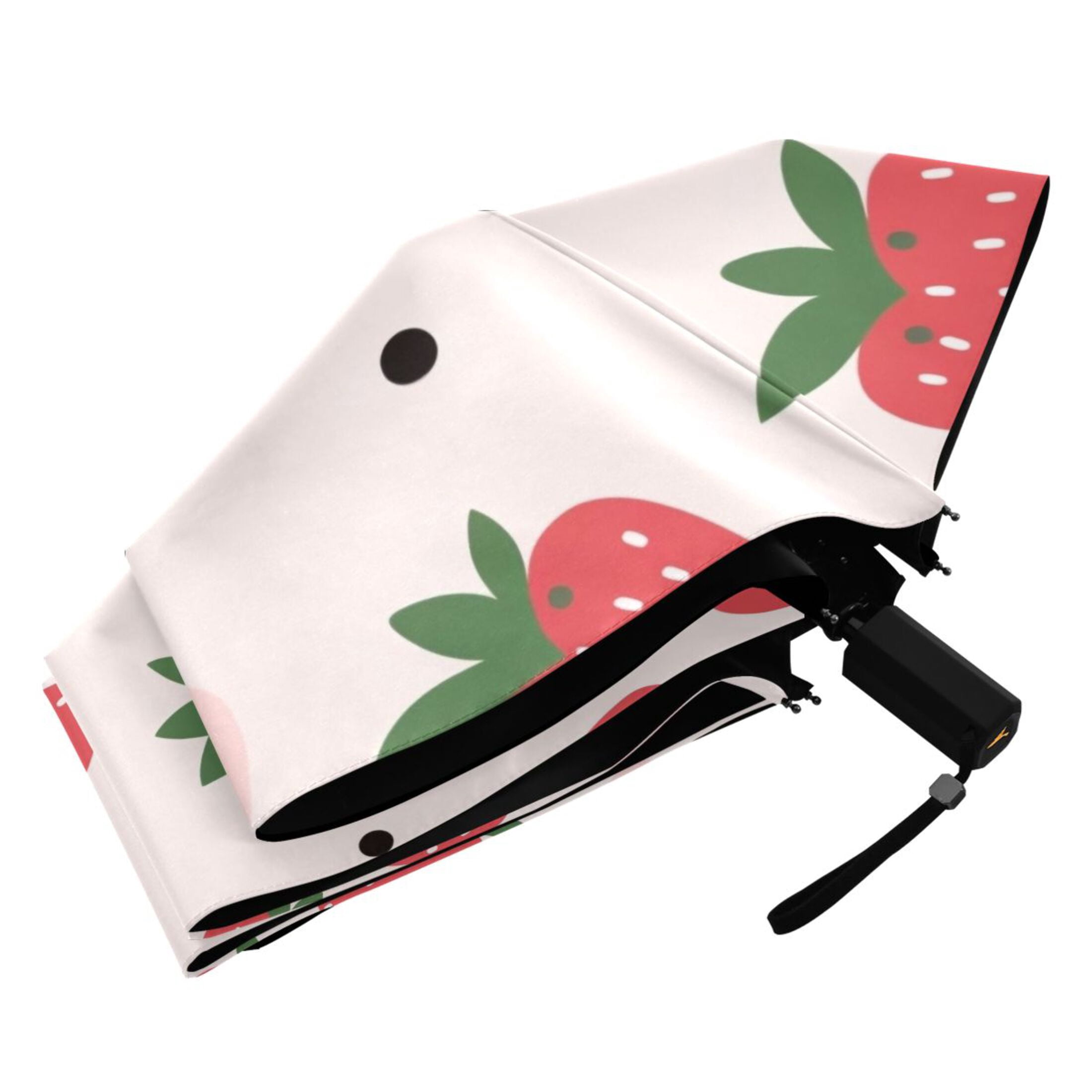 Cartoon Strawberry Compact Sun Umbrella Windproof Travel Umbrellas for Rain Strong Portable UV Protection