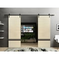 thumbnail image 2 of Sturdy Double Barn Door 60 x 80 inches with | Planum 0012 Natural Veneer with Frosted Glass | 13FT Rail Hangers Heavy Set | Solid Panel Interior Doors, 2 of 5