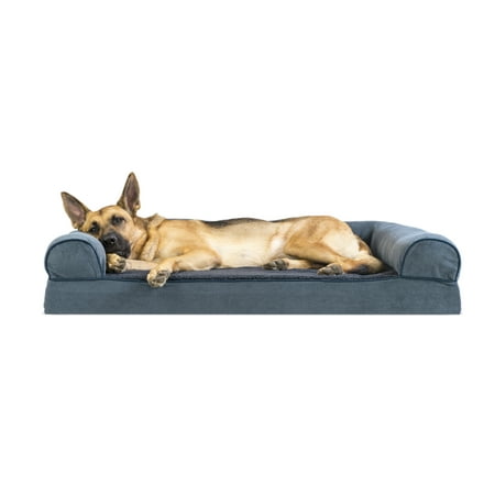 Chenille Suede - Jumbo Faux Fleece & Chenille Soft Woven Memory Top Sofa Pet Bed - Orion Blue