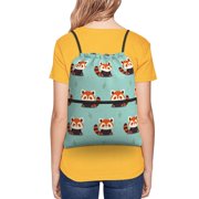 Xecao Fox for Drawstring Bags,Pull String Backpack Bags,String Bag Sackpack
