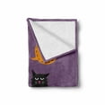 thumbnail image 2 of Halloween Soft Flannel Fleece Blanket, Funny Scene of Ghost White Cat Says Boo to Bored Look Black Cat, Cozy Plush for Indoor and Outdoor Use, 50" x 70", Pale Eggplant and Multicolor, by Ambesonne, 2 of 6