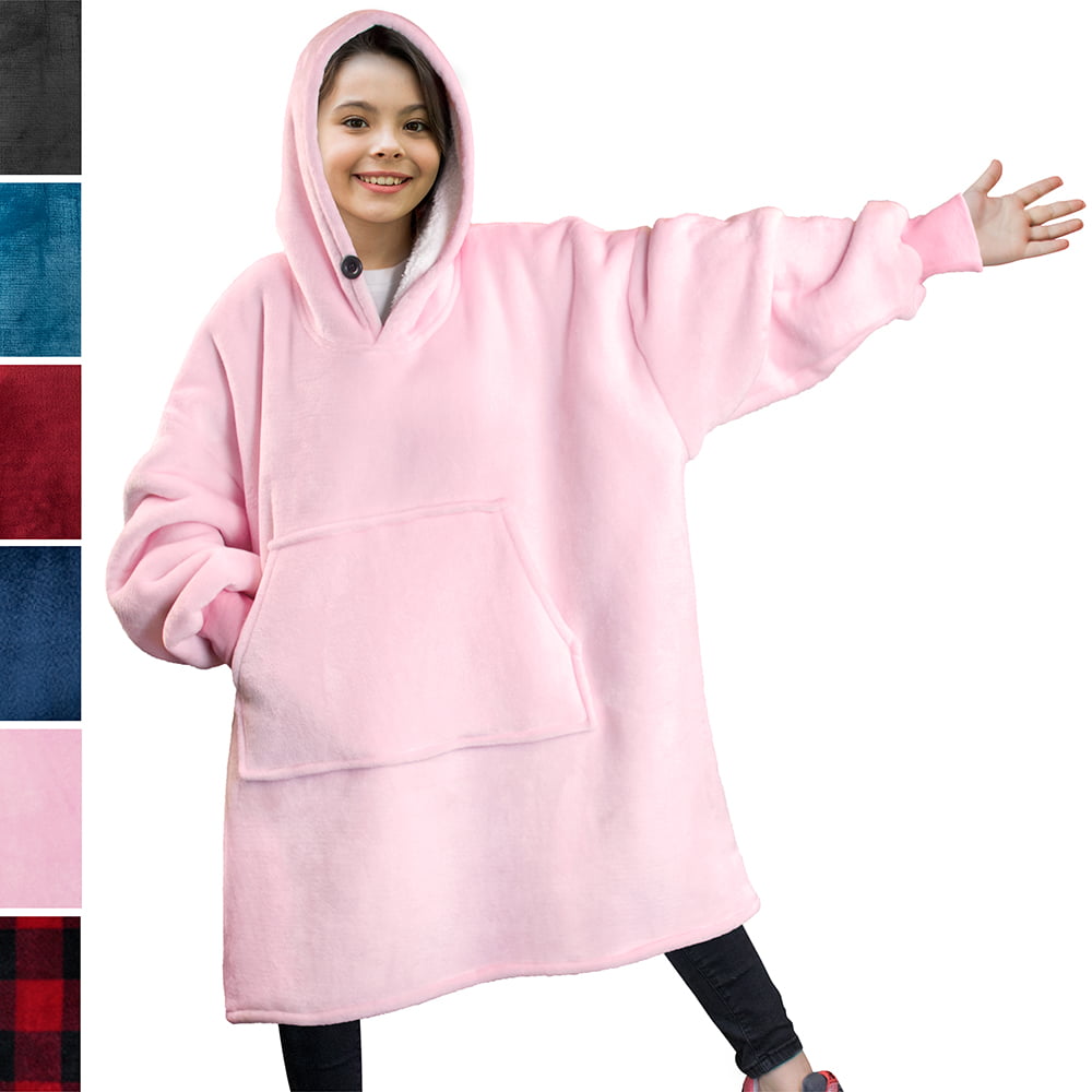 Grey Viviland Hoodie Sherpa Blanket Sweatshirt Soft Warm Plus Large Front Pocket Tv Blankets for Adult